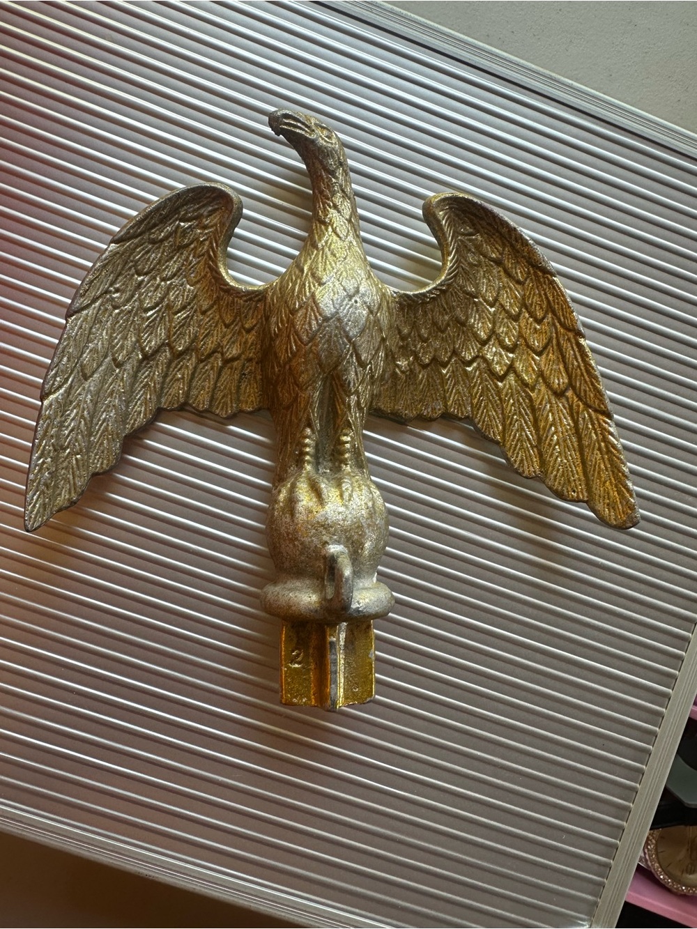 Gold Eagle Wall Accent - Decorative flag top